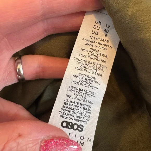 ASOS Edition Olive Green Satin Maxi Gown Dress Halter Open Back Bridesmaid 8 - Picture 7 of 11